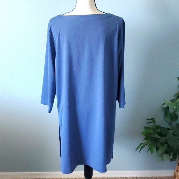 J JILL wearever easy care long tunic soft blue 3/4 sleeves size large - Picture 6 of 10